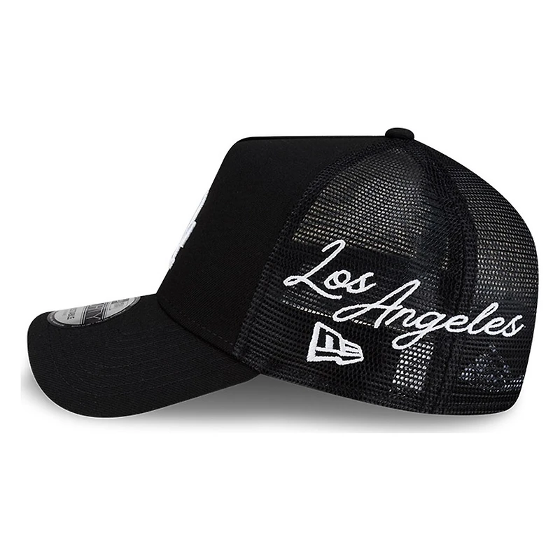 Los Angeles Dodgers Black Trucker City Script New Era 9FORTY A-Frame Snapback Hat