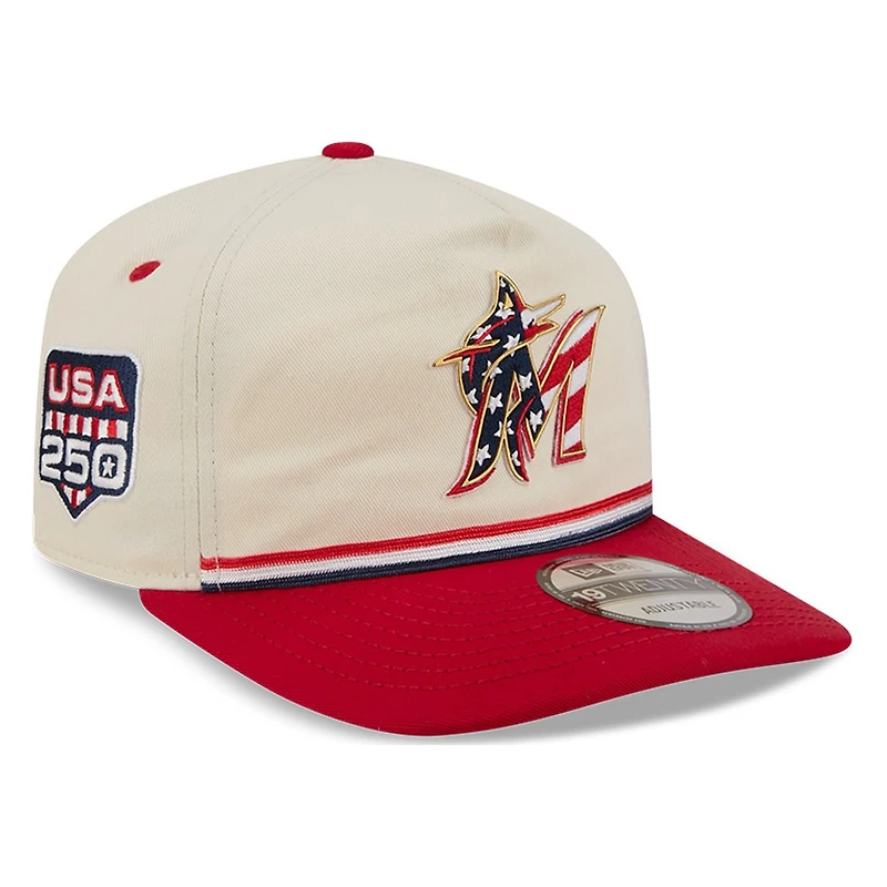 Miami Marlins 2026 Fourth of July USA 250 Patch New Era 19TWENTY Adjustable Snapback Hat