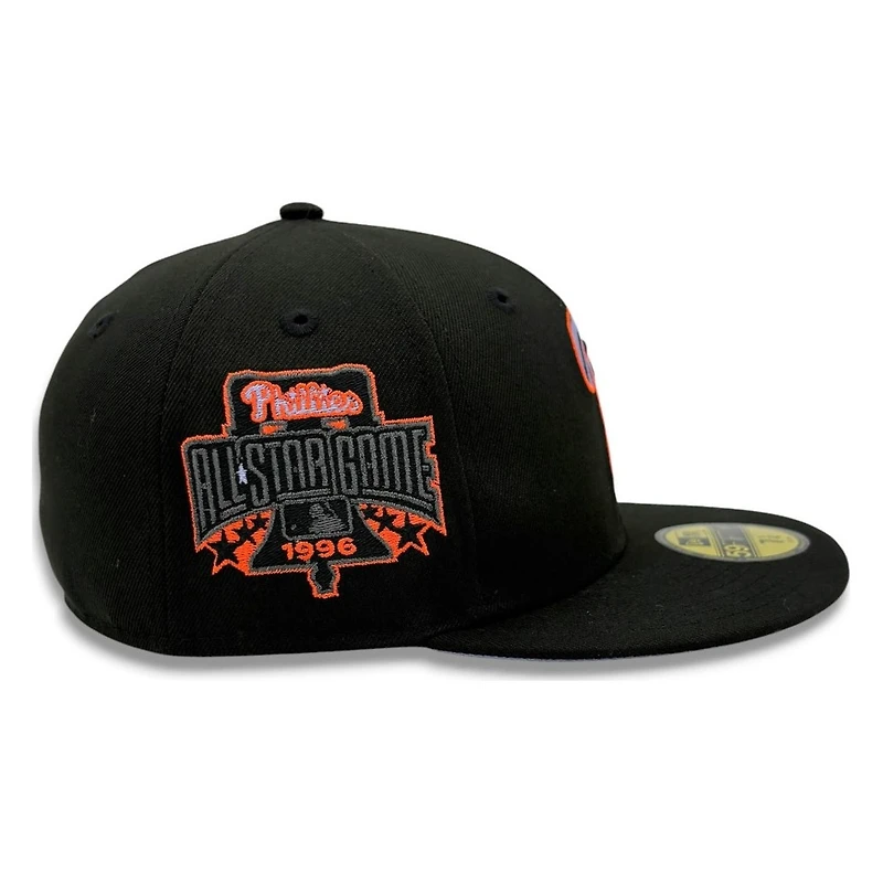 Philadelphia Phillies Black Swirl Logo 1996 All Star Game Patch Lavender UV New Era 59FIFTY Fitted Hat