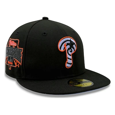 Philadelphia Phillies Black Swirl Logo 1996 All Star Game Patch Lavender UV New Era 59FIFTY Fitted Hat