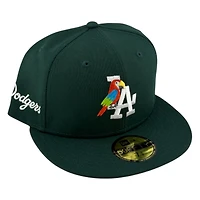 Los Angeles Dodgers Green Perico Script Patch New Era 59FIFTY Fitted Hat
