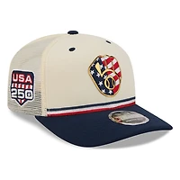 Milwaukee Brewers 2026 Fourth of July USA 250 Patch New Era 9SEVENTY Trucker Adjustable Snapback Hat