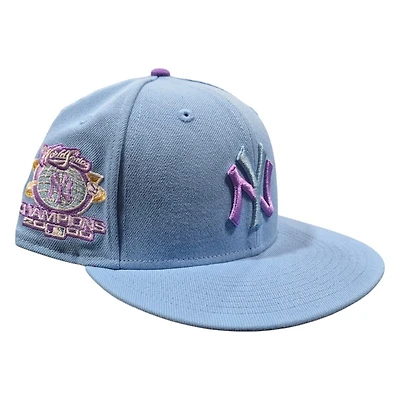 New York Yankees Sky Blue and Metallic Iris 2000 World Series Champions Patch Purple UV Era 59FIFTY Fitted Hat