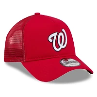 Washington Nationals Red New Era 9FORTY A-Frame Trucker Adjustable Hat