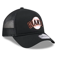 San Francisco Giants Black Shooting Ball Logo New Era 9FORTY A-Frame Trucker Adjustable Hat