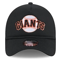 San Francisco Giants Black Shooting Ball Logo New Era 9FORTY A-Frame Trucker Adjustable Hat