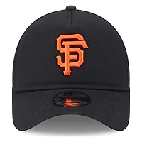 San Francisco Giants Black SF Logo New Era 9FORTY A-Frame Trucker Adjustable Hat