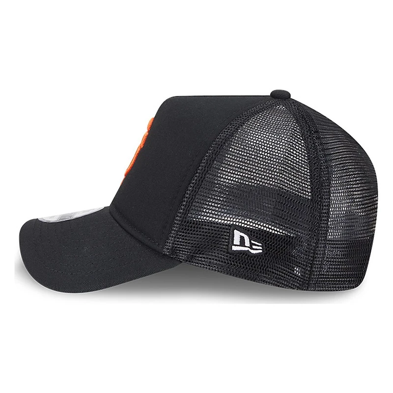 San Francisco Giants Black SF Logo New Era 9FORTY A-Frame Trucker Adjustable Hat