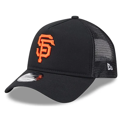 San Francisco Giants Black SF Logo New Era 9FORTY A-Frame Trucker Adjustable Hat