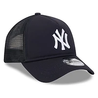 New York Yankees Black New Era 9FORTY A-Frame Trucker Adjustable Hat