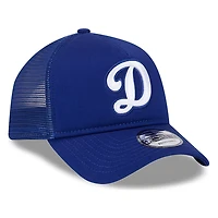 Los Angeles Dodgers Royal Blue Cursive D New Era 9FORTY A-Frame Trucker Adjustable Hat