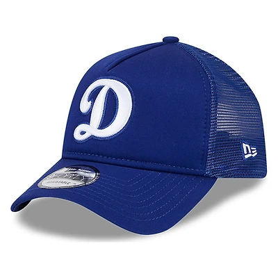 Los Angeles Dodgers Royal Blue Cursive D New Era 9FORTY A-Frame Trucker Adjustable Hat