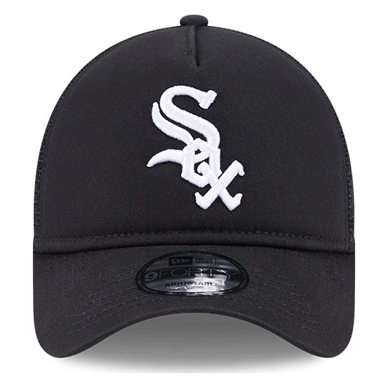 Chicago White Sox Black New Era 9FORTY A-Frame Trucker Adjustable Hat