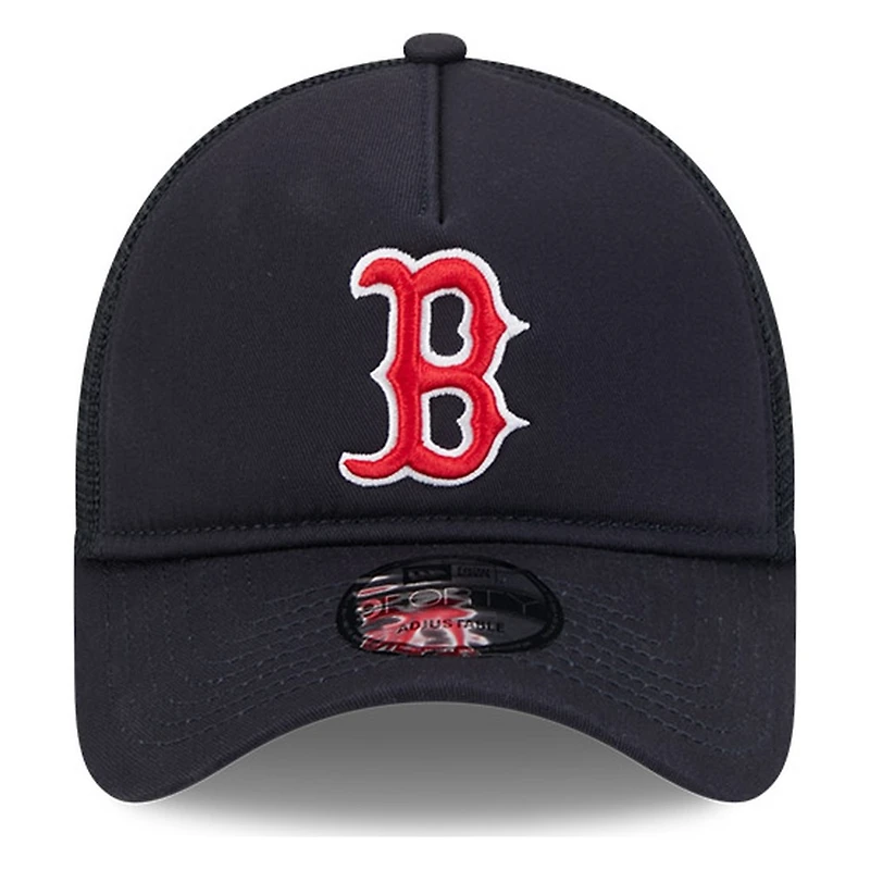 Boston Red Sox Navy New Era 9FORTY A-Frame Trucker Adjustable Hat