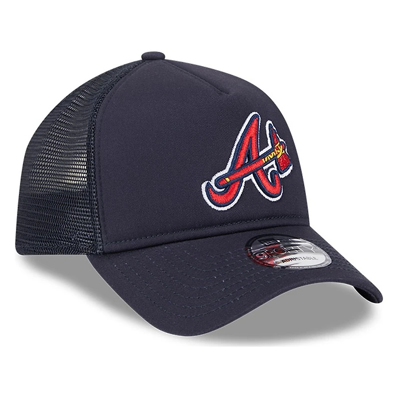 Atlanta Braves Navy New Era 9FORTY A-Frame Trucker Adjustable Hat