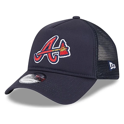 Atlanta Braves Navy New Era 9FORTY A-Frame Trucker Adjustable Hat