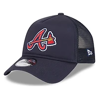 Atlanta Braves Navy New Era 9FORTY A-Frame Trucker Adjustable Hat