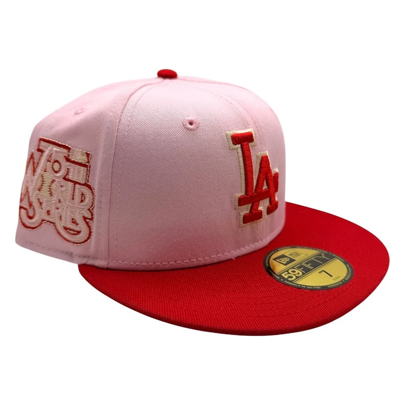 Los Angeles Dodgers Pink and Red 75th WS Patch Grey UV New Era 59FIFTY Fitted Hat