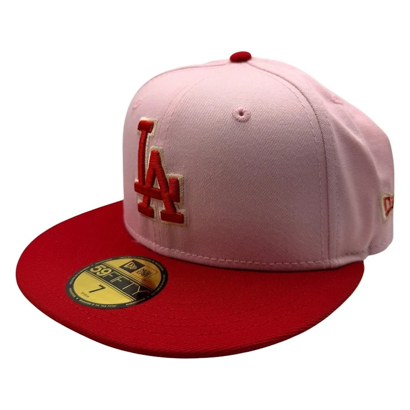 Los Angeles Dodgers Pink and Red 75th WS Patch Grey UV New Era 59FIFTY Fitted Hat