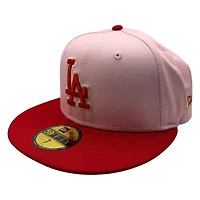 Los Angeles Dodgers Pink and Red 75th WS Patch Grey UV New Era 59FIFTY Fitted Hat