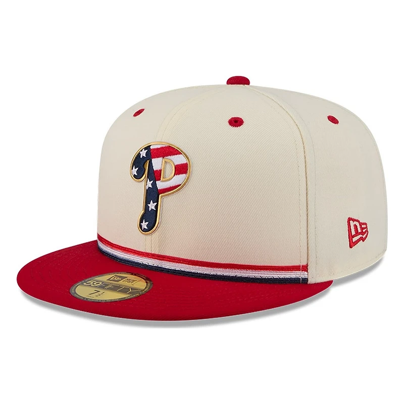 Philadelphia Phillies 2026 Fourth of July USA 250 Patch New Era 59FIFTY Fitted Hat