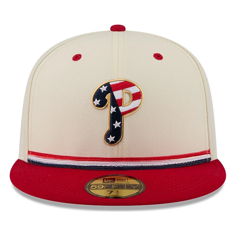 Philadelphia Phillies 2026 Fourth of July USA 250 Patch New Era 59FIFTY Fitted Hat
