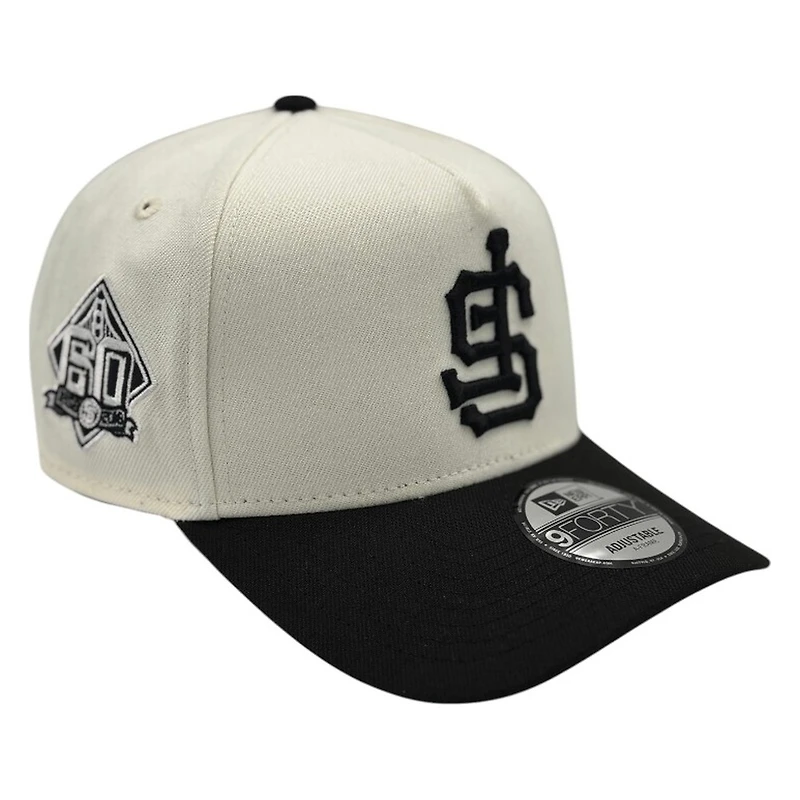 San Francisco Giants Chrome and Black Upside Down Logo New Era 9FORTY A-Frame Adjustable Hat