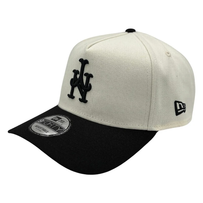 New York Mets Chrome and Black Upside Down Logo New Era 9FORTY A-Frame Adjustable Hat