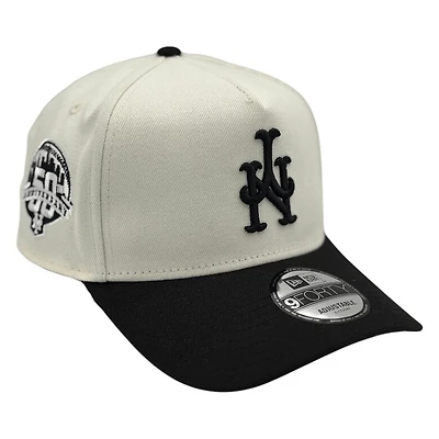 New York Mets Chrome and Black Upside Down Logo New Era 9FORTY A-Frame Adjustable Hat