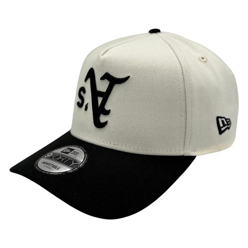Oakland Athletics Chrome and Black Upside Down Logo New Era 9FORTY A-Frame Adjustable Hat