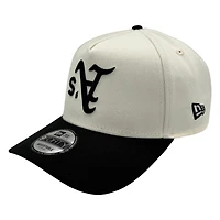 Oakland Athletics Chrome and Black Upside Down Logo New Era 9FORTY A-Frame Adjustable Hat