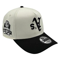Oakland Athletics Chrome and Black Upside Down Logo New Era 9FORTY A-Frame Adjustable Hat