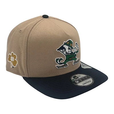 Notre Dame Fighting Irish Tan and Navy New Era 9FIFTY A-Frame Adjustable Hat