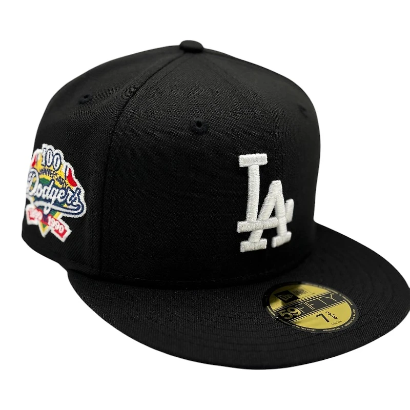 Los Angeles Dodgers Black 100th Anniversary Patch New Era 59FIFTY Fitted Hat