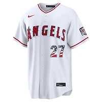 Los Angeles Angels Mike Trout White 2026 USA 250 Fourth of July Home Nike Stadium Player Jersey