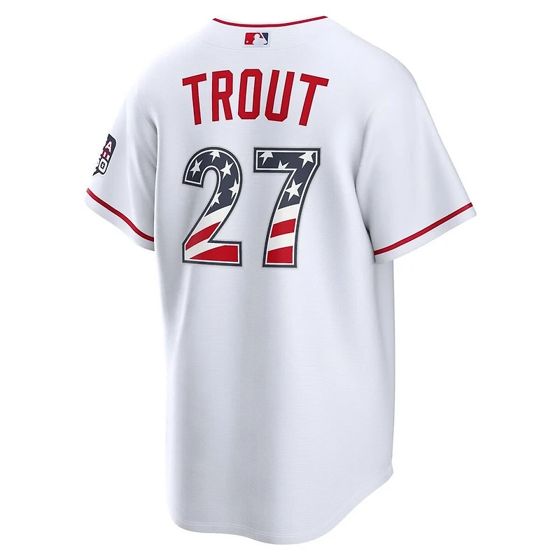 Los Angeles Angels Mike Trout White 2026 USA 250 Fourth of July Home Nike Stadium Player Jersey