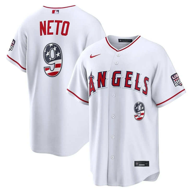Los Angeles Angels Zach Neto White 2026 USA 250 Fourth of July Home Nike Stadium Player Jersey