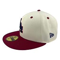 Los Angeles Dodgers Chrome and Burgundy 4th of July 50th Anniversary Patch Grey UV New Era 59FIFTY Fitted Hat