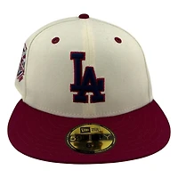 Los Angeles Dodgers Chrome and Burgundy 4th of July 50th Anniversary Patch Grey UV New Era 59FIFTY Fitted Hat