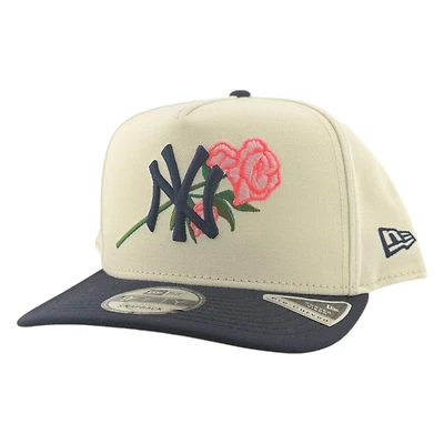 New York Yankees Chrome and Navy Rose New Era 9FIFTY A-Frame Snapback Hat