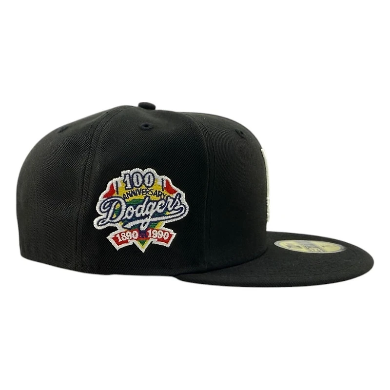Los Angeles Dodgers Black and White 100th Anniversary Patch New Era 59FIFTY Fitted Hat
