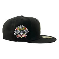 Los Angeles Dodgers Black and White 100th Anniversary Patch New Era 59FIFTY Fitted Hat