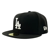 Los Angeles Dodgers Black and White 100th Anniversary Patch New Era 59FIFTY Fitted Hat