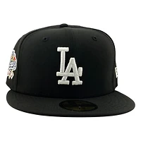 Los Angeles Dodgers Black and White 100th Anniversary Patch New Era 59FIFTY Fitted Hat