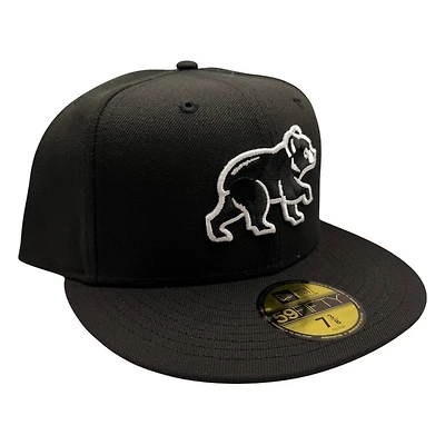Chicago Cubs Black and White New Era 59FIFTY Fitted Hat