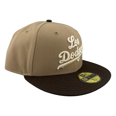 Los Angeles Dodgers Tan Two Tone City Connect Script UV New Era 59FIFTY Fitted Hat