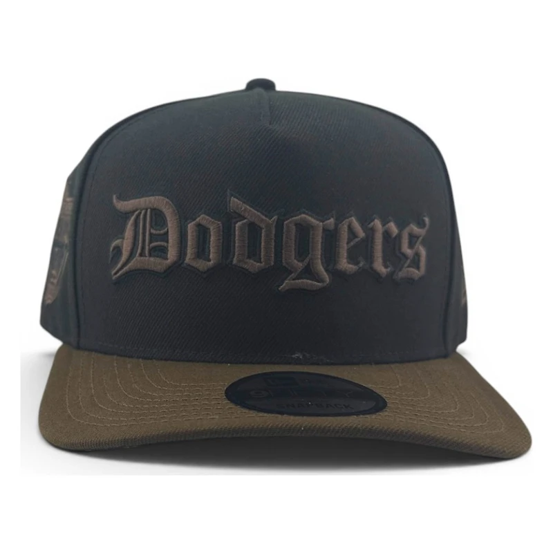 Los Angeles Dodgers Black and Walnut Brown Back to Back World Series Champs Patch New Era 9FIFTY A-Frame Snapback Hat