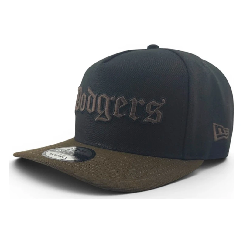 Los Angeles Dodgers Black and Walnut Brown Back to Back World Series Champs Patch New Era 9FIFTY A-Frame Snapback Hat