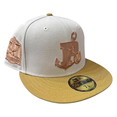Stockton Ports Stone Grey Two Tone "Ports Penny" 20th Anniversary Patch New Era 59FIFTY Fitted Hat