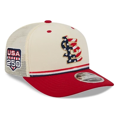 St. Louis Cardinals 2026 Fourth of July USA 250 Patch New Era 9SEVENTY Trucker Adjustable Snapback Hat